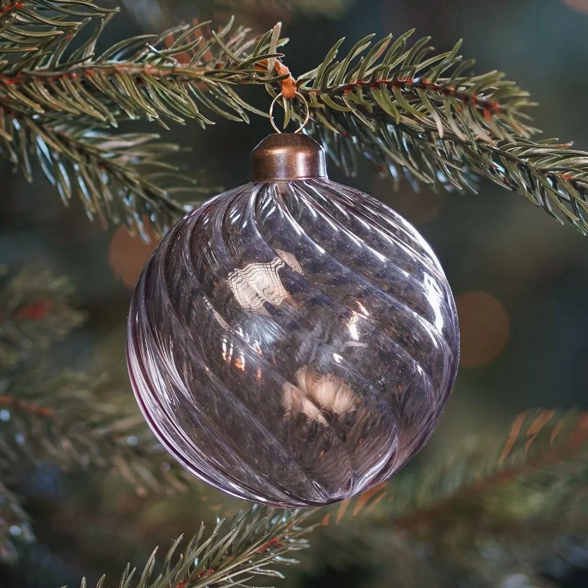 It's all about Christmas Christmas Baubles By Colour | Luxury Christmas Baubles-Taupe Christmas Bauble With Elegant Swirls