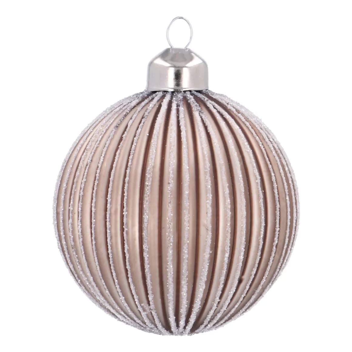 It's all about Christmas Christmastree Decorations Glass | Glass Christmas Baubles-Taupe Christmas Bauble With Playful Lantern Relief