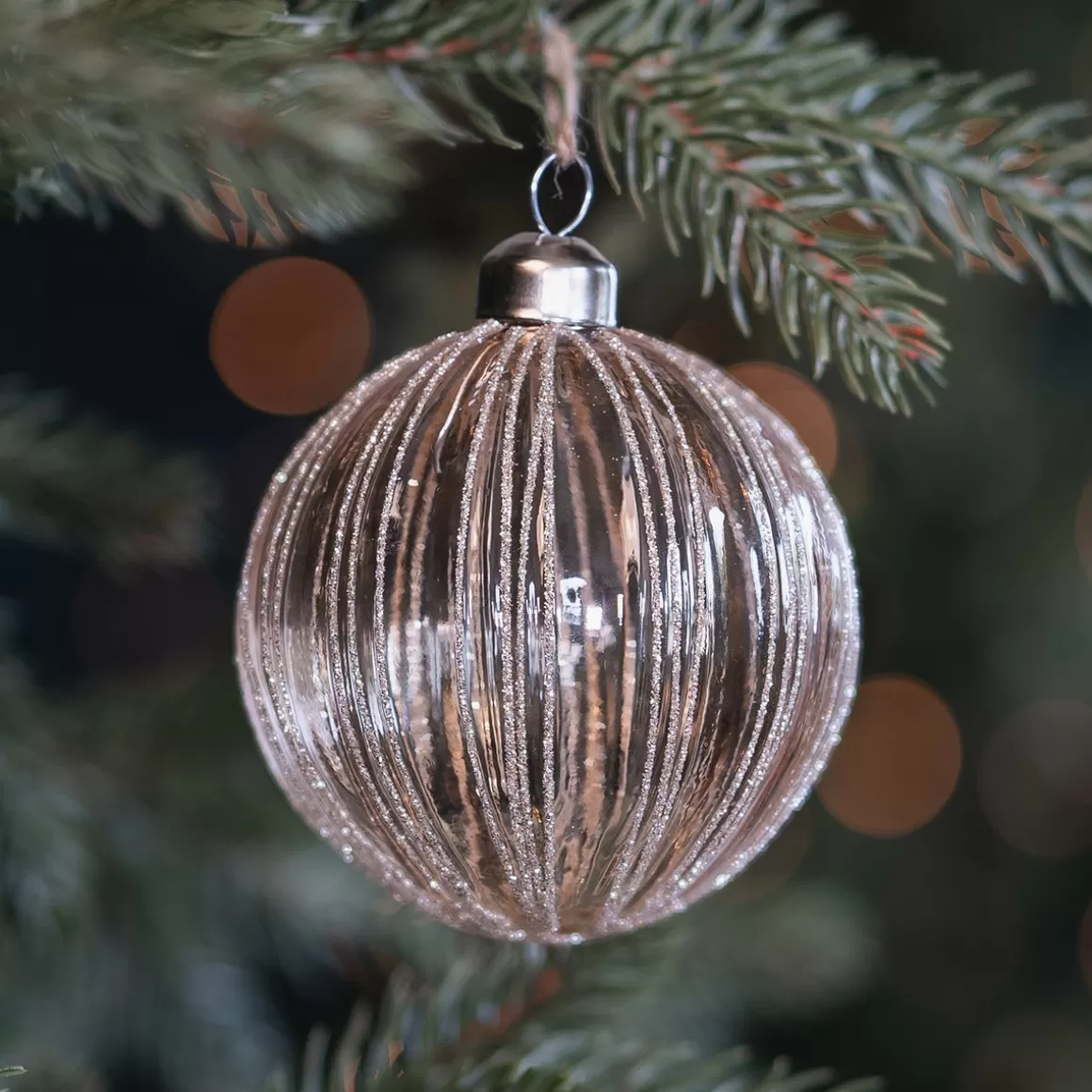 It's all about Christmas Christmastree Decorations Glass-Taupe Christmas Bauble With Refined Relief