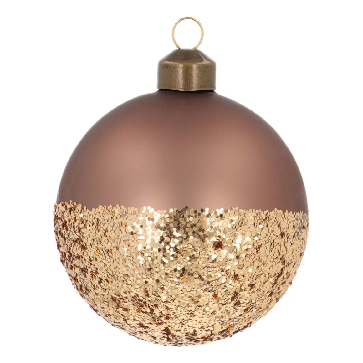 It's all about Christmas Christmastree Decorations Glass | Extraordinary Baubles-Taupe Christmas Bauble With Sparkling Glitter Dip