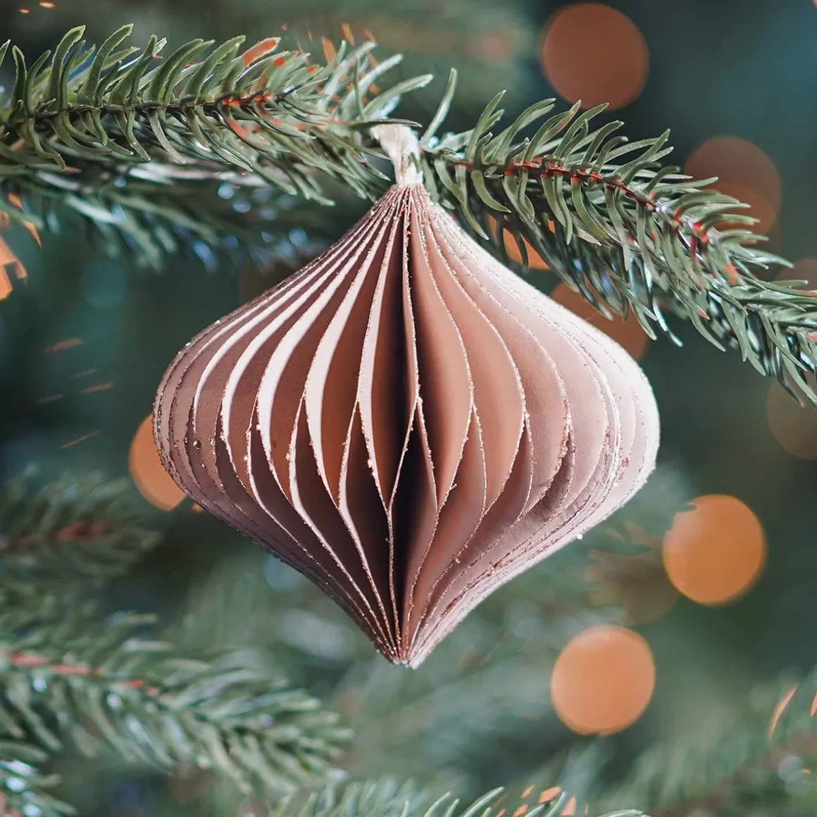 It's all about Christmas Christmas Ornaments | Paper Christmas Baubles-Taupe Paper Christmas Ornament 8 Cm