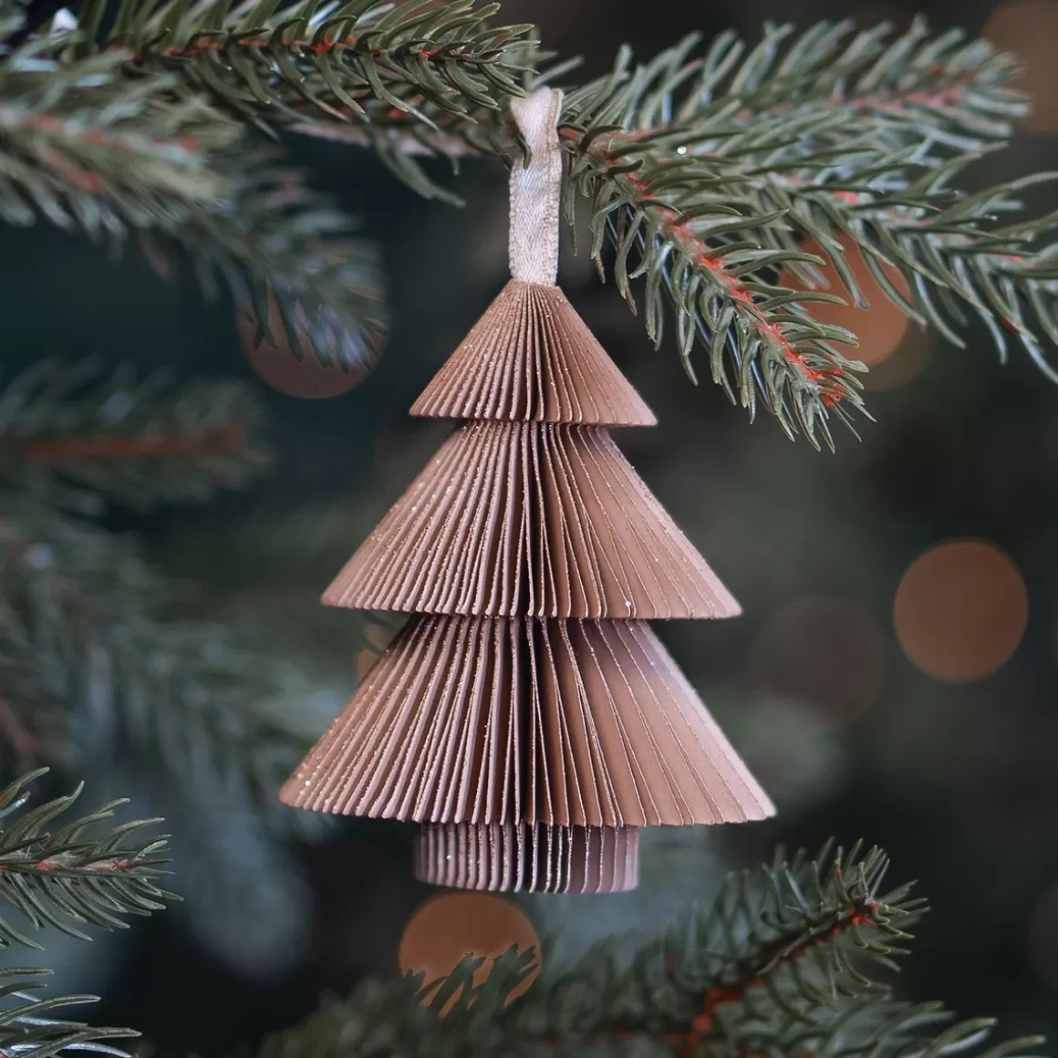 It's all about Christmas Christmas Ornaments-Taupe Paper Christmas Tree With Glitters