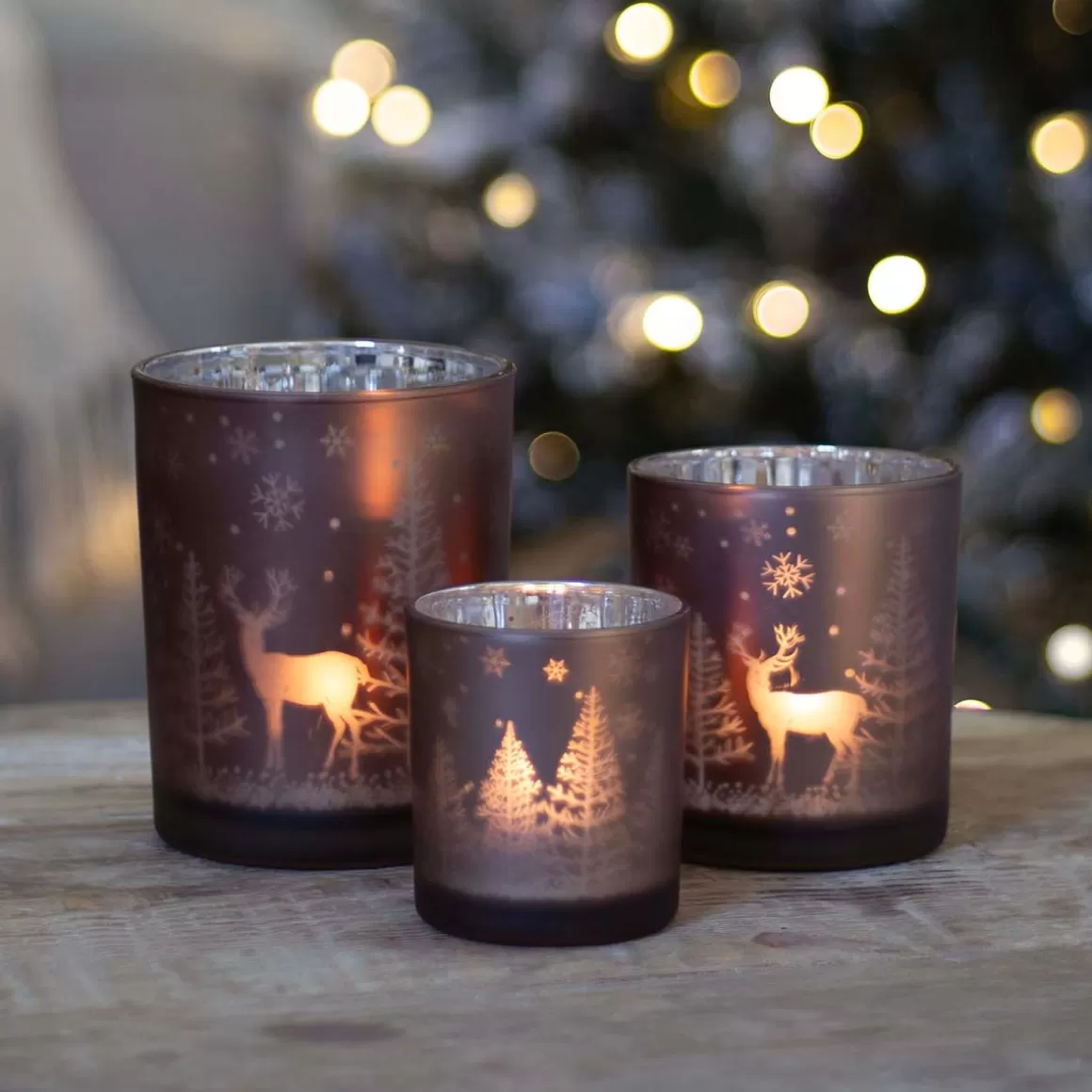 It's all about Christmas Candles-Tealight Holder Reindeer | Glass | 10cm | Taupe