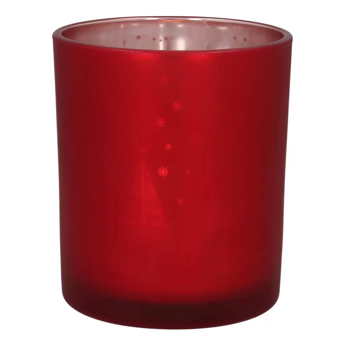 It's all about Christmas Candles-Tealight Holder With Christmas Trees | Glass | 10cm | Red