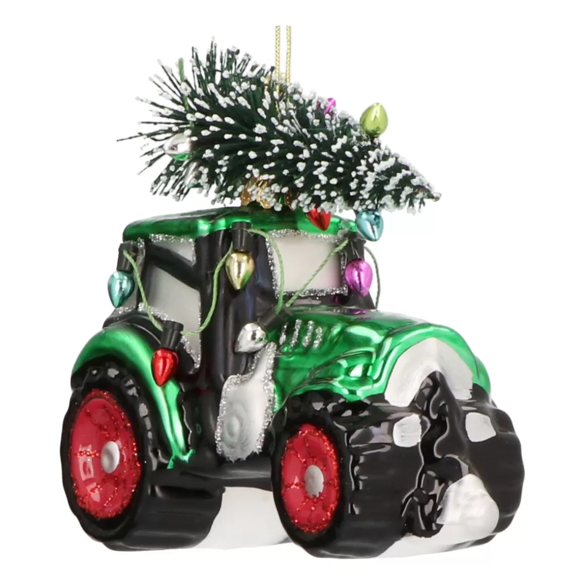 It's all about Christmas Christmas Ornaments-Tractor Glass Hanging Figurine 9cm Green