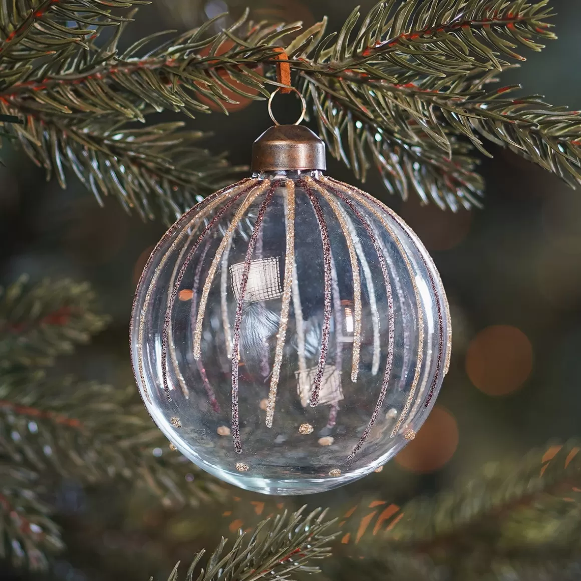 It's all about Christmas Christmas Baubles By Colour-Transparent Christmas Bauble With Glitter Lines