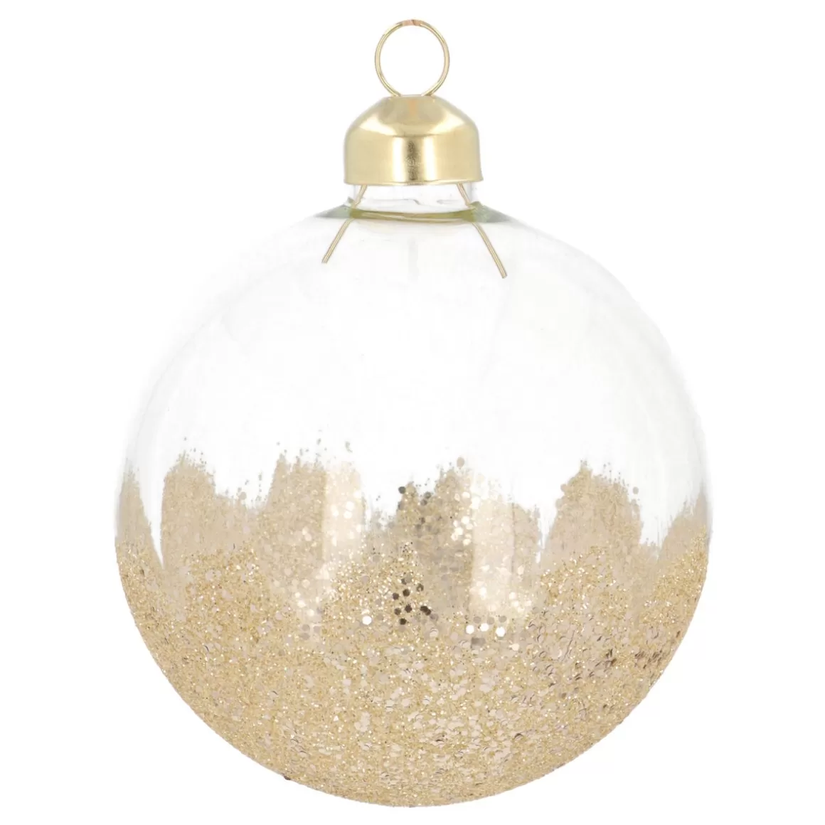 It's all about Christmas Christmas Baubles By Colour | Glass Christmas Baubles-Transparent Christmas Bauble With Gold Glitter Dip