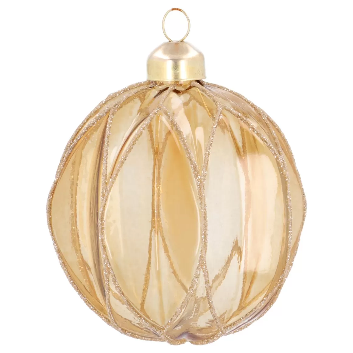 It's all about Christmas Christmas Baubles By Colour | Glass Christmas Baubles-Transparent Gold Christmas Bauble With Glitters