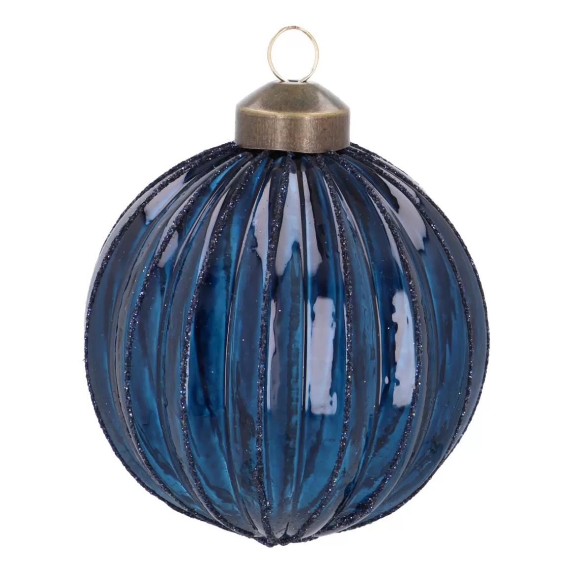 It's all about Christmas Christmastree Decorations Glass | Extraordinary Baubles-Trendy Blue Christmas Bauble With Lantern Relief