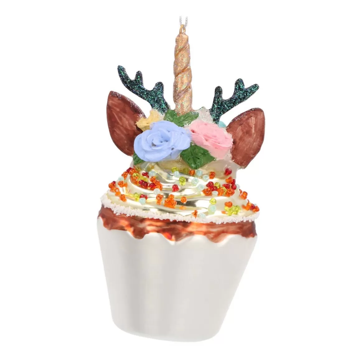 It's all about Christmas Christmas Ornaments-Unicorn Cupcake Christmas Ornament | Glass | 11 Cm