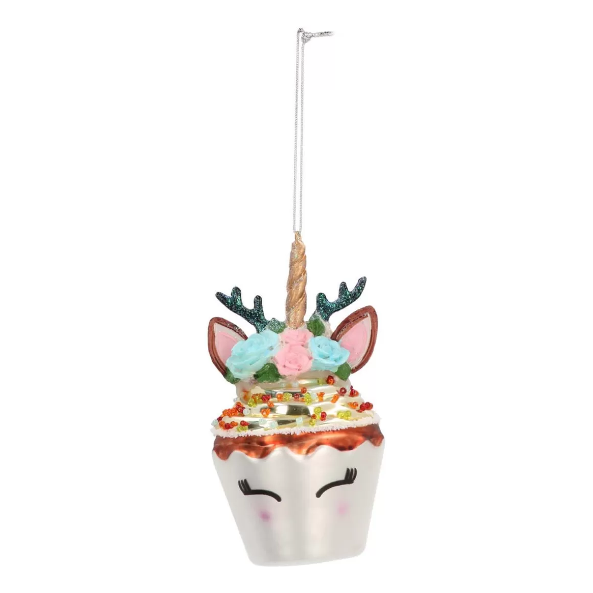 It's all about Christmas Christmas Ornaments-Unicorn Cupcake Christmas Ornament | Glass | 11 Cm