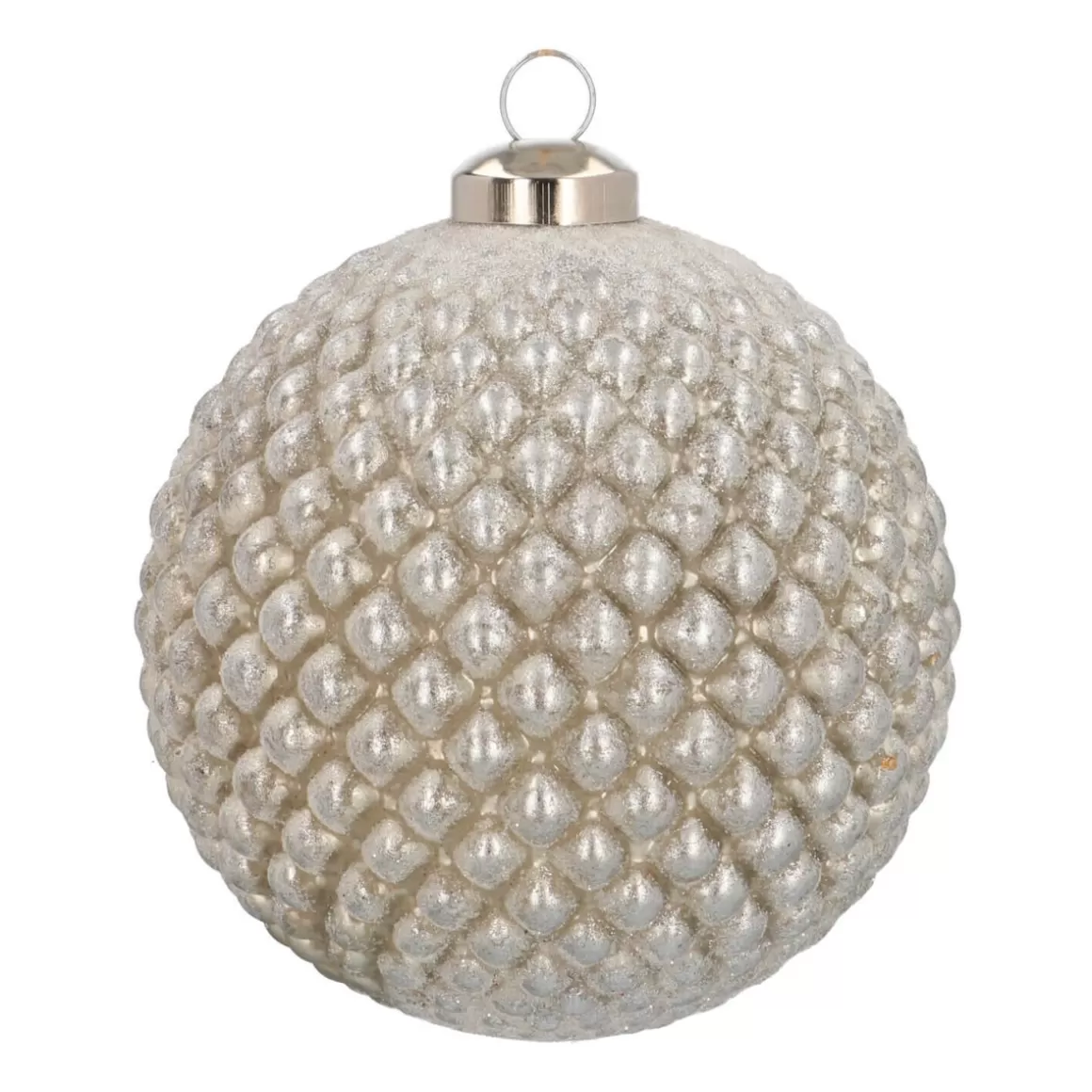 It's all about Christmas Christmastree Decorations Glass | Extraordinary Baubles-Unique Glass Bauble With Relief 10 Cm Antique Silver