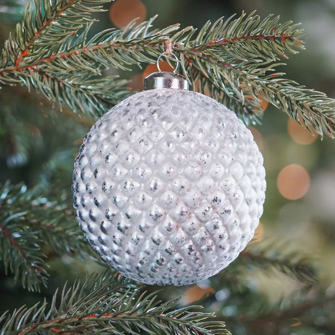 It's all about Christmas Christmastree Decorations Glass | Extraordinary Baubles-Unique Glass Bauble With Relief 10 Cm Antique Silver