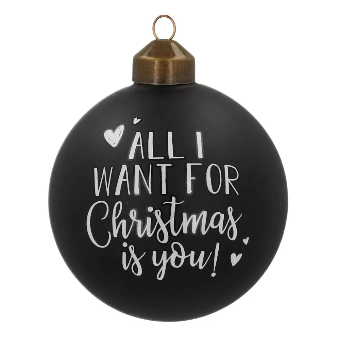 It's all about Christmas Funny Christmas Baubles | Christmas Baubles By Colour-Unique Glass Christmas Bauble "All I Want For Christmas" 8cm Black