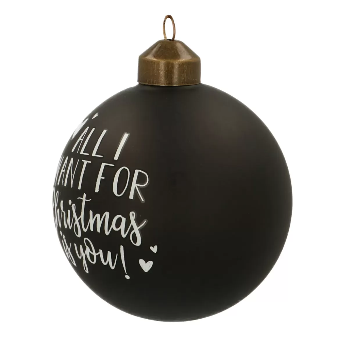 It's all about Christmas Funny Christmas Baubles | Christmas Baubles By Colour-Unique Glass Christmas Bauble "All I Want For Christmas" 8cm Black