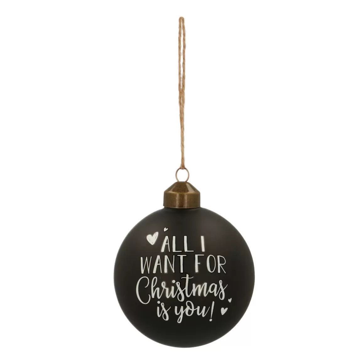 It's all about Christmas Funny Christmas Baubles | Christmas Baubles By Colour-Unique Glass Christmas Bauble "All I Want For Christmas" 8cm Black
