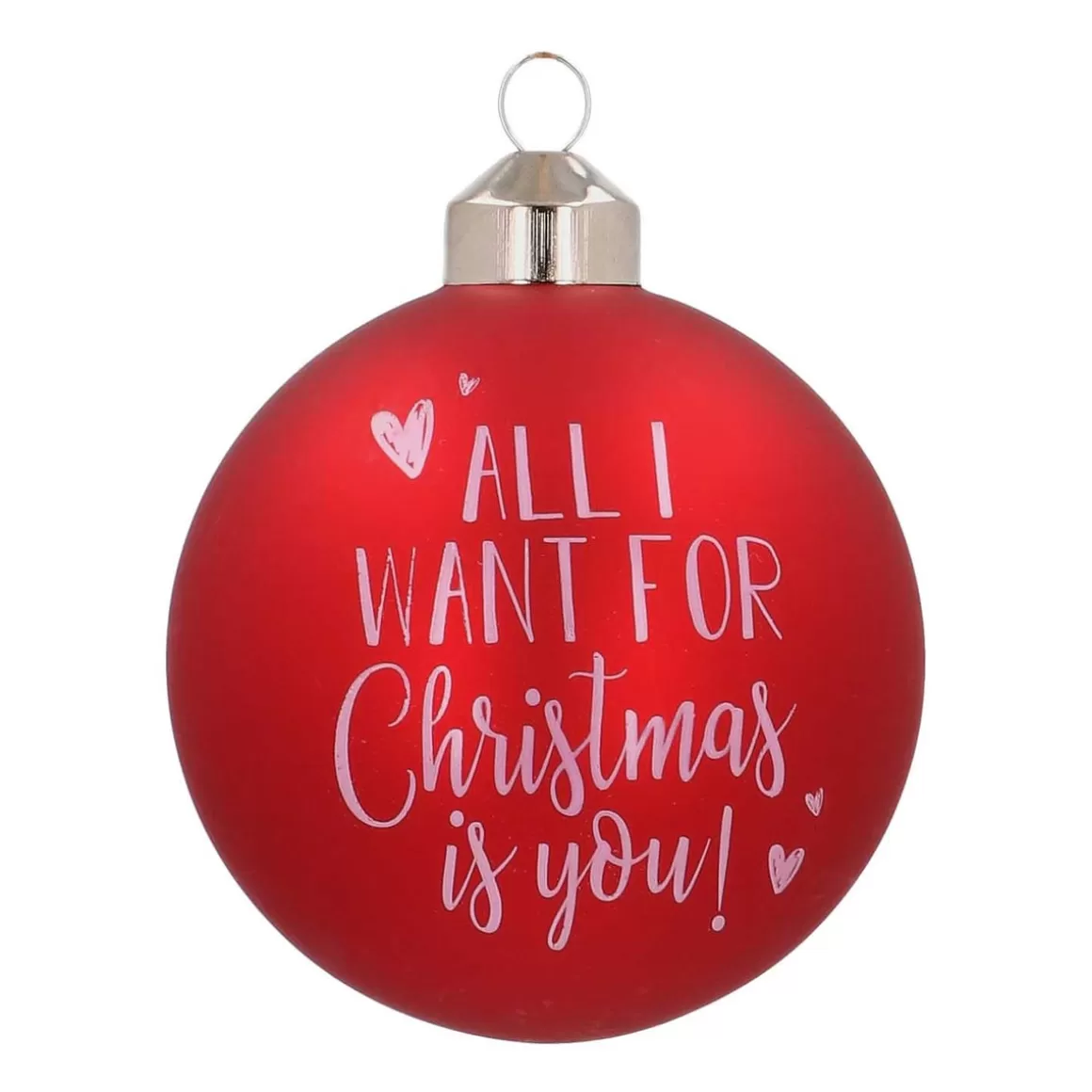 It's all about Christmas Funny Christmas Baubles | Christmas Baubles By Colour-Unique Glass Christmas Bauble "All I Want For Christmas" 8cm Red