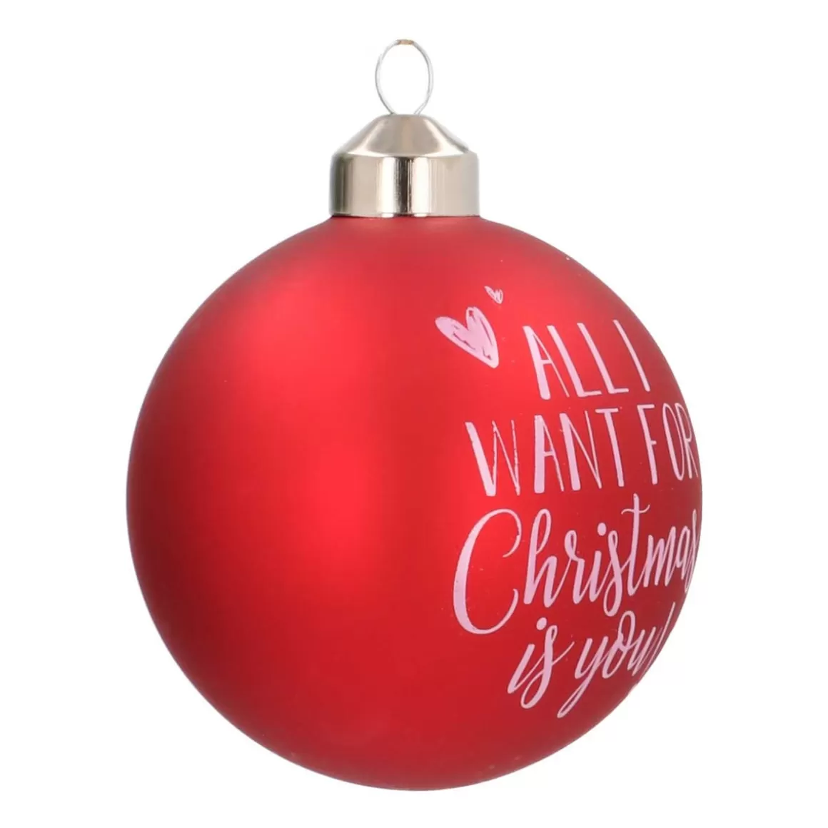 It's all about Christmas Funny Christmas Baubles | Christmas Baubles By Colour-Unique Glass Christmas Bauble "All I Want For Christmas" 8cm Red
