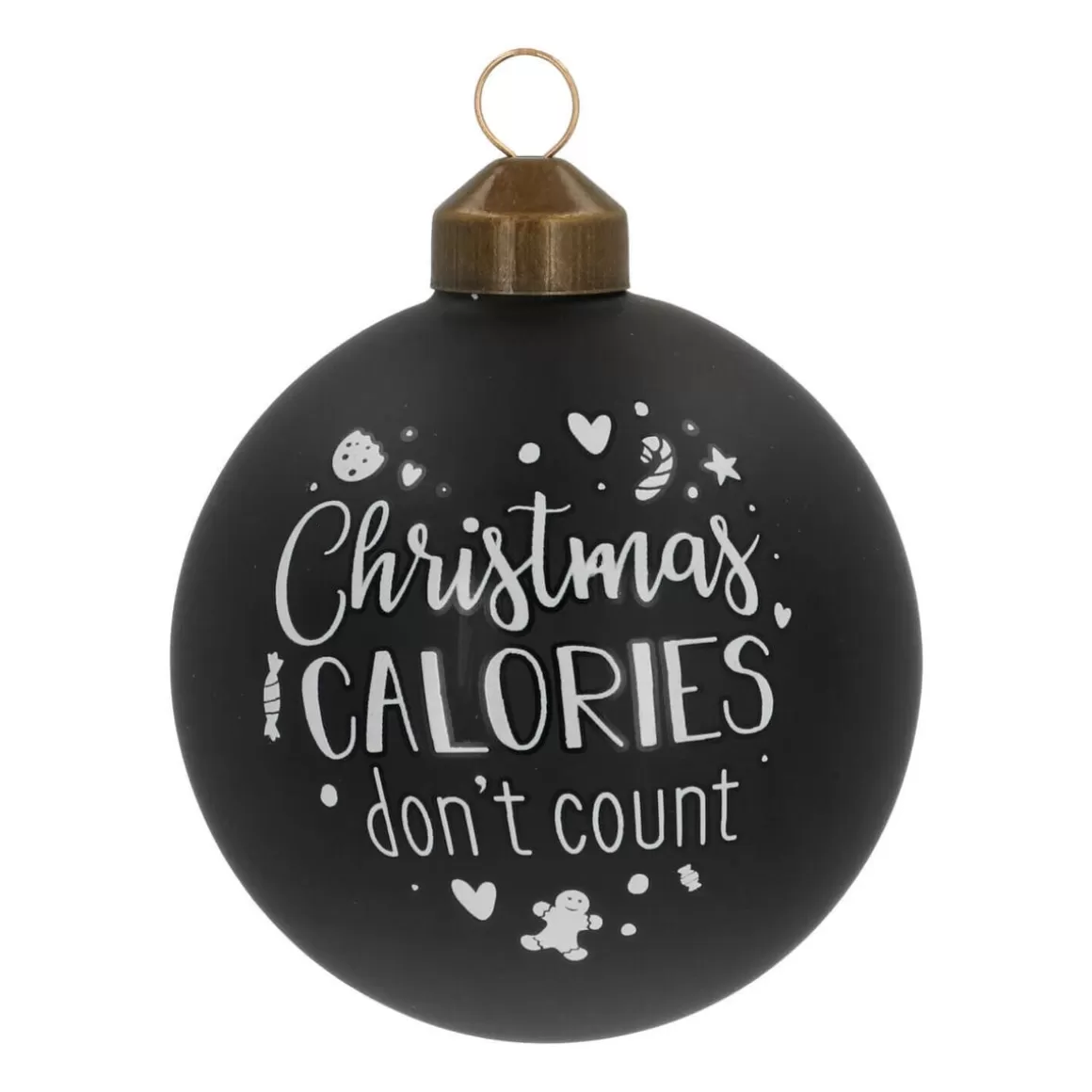It's all about Christmas Funny Christmas Baubles | Luxury Christmas Baubles-Unique Glass Christmas Bauble "Christmas Calories Don't Count" 8cm Black