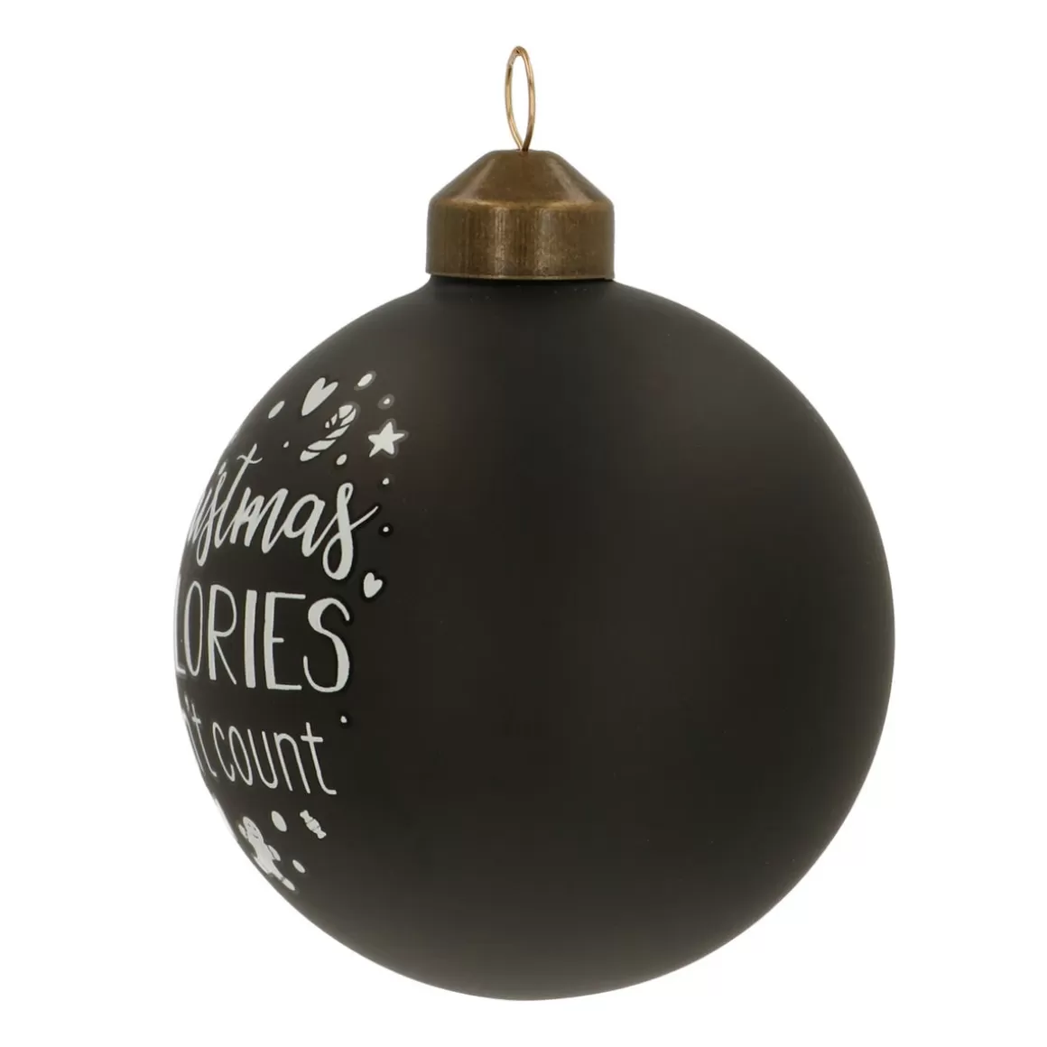 It's all about Christmas Funny Christmas Baubles | Luxury Christmas Baubles-Unique Glass Christmas Bauble "Christmas Calories Don't Count" 8cm Black