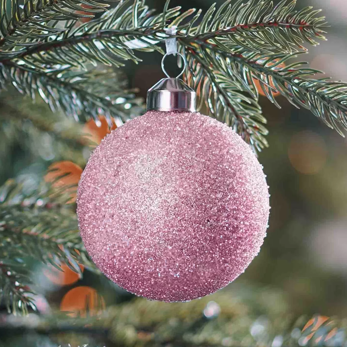 It's all about Christmas Christmas Baubles By Colour | Luxury Christmas Baubles-Unique Glass Christmas Bauble Glitter 8cm Pink