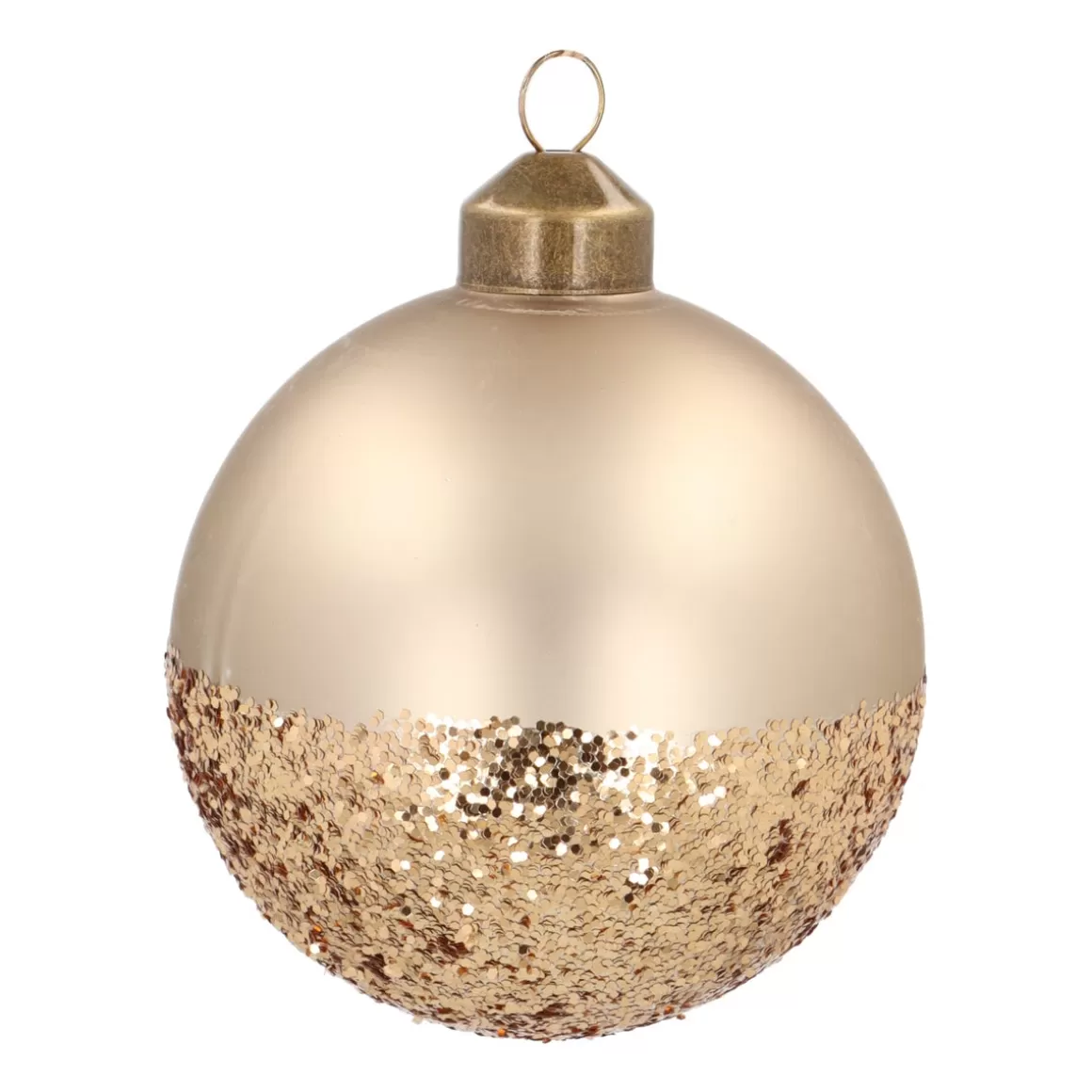 It's all about Christmas Christmas Baubles By Colour | Glass Christmas Baubles-Unique Glass Christmas Bauble Golden Dip 8cm Taupe