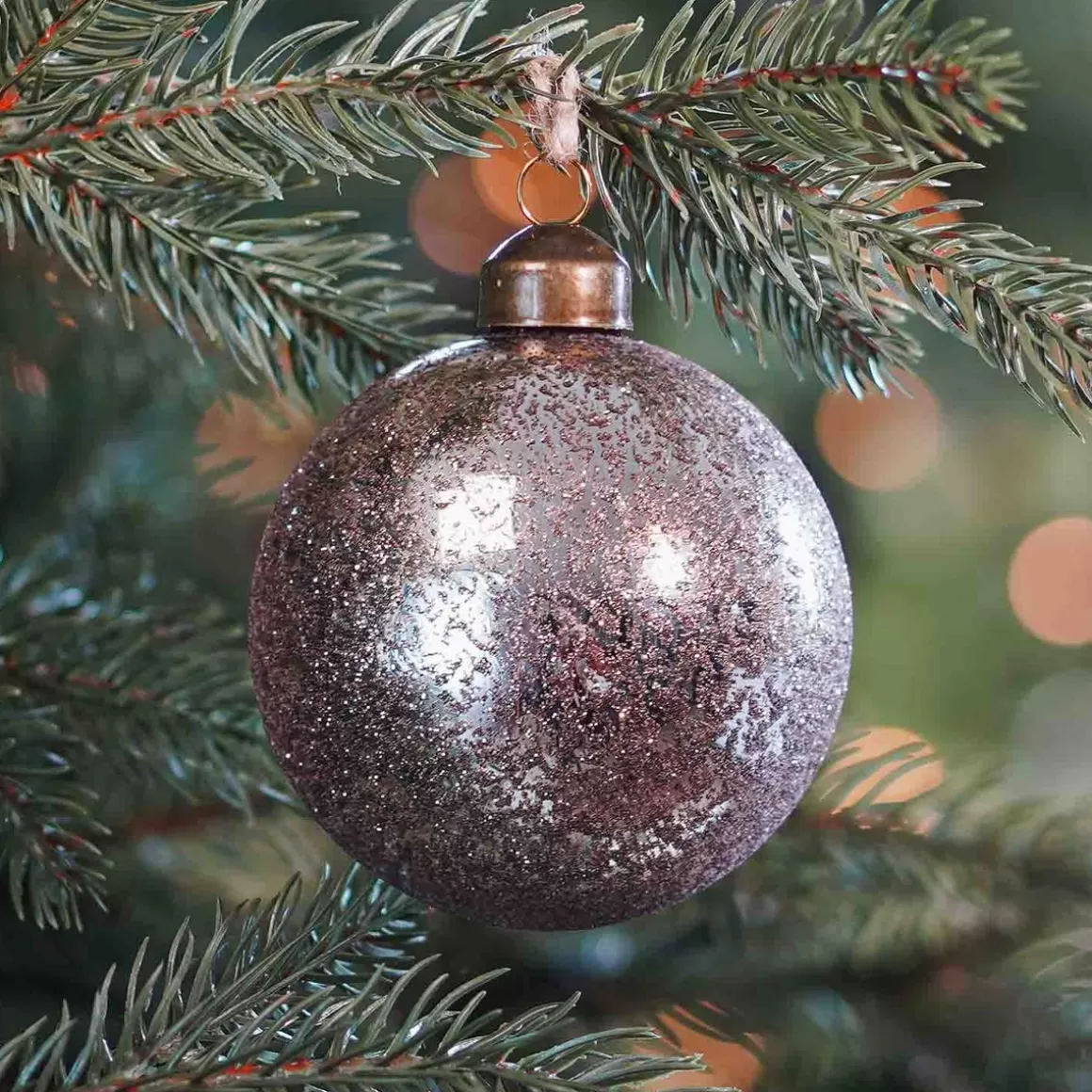 It's all about Christmas Christmas Baubles By Colour | Luxury Christmas Baubles-Unique Glass Christmas Bauble Ice Droplets 8cm Brown