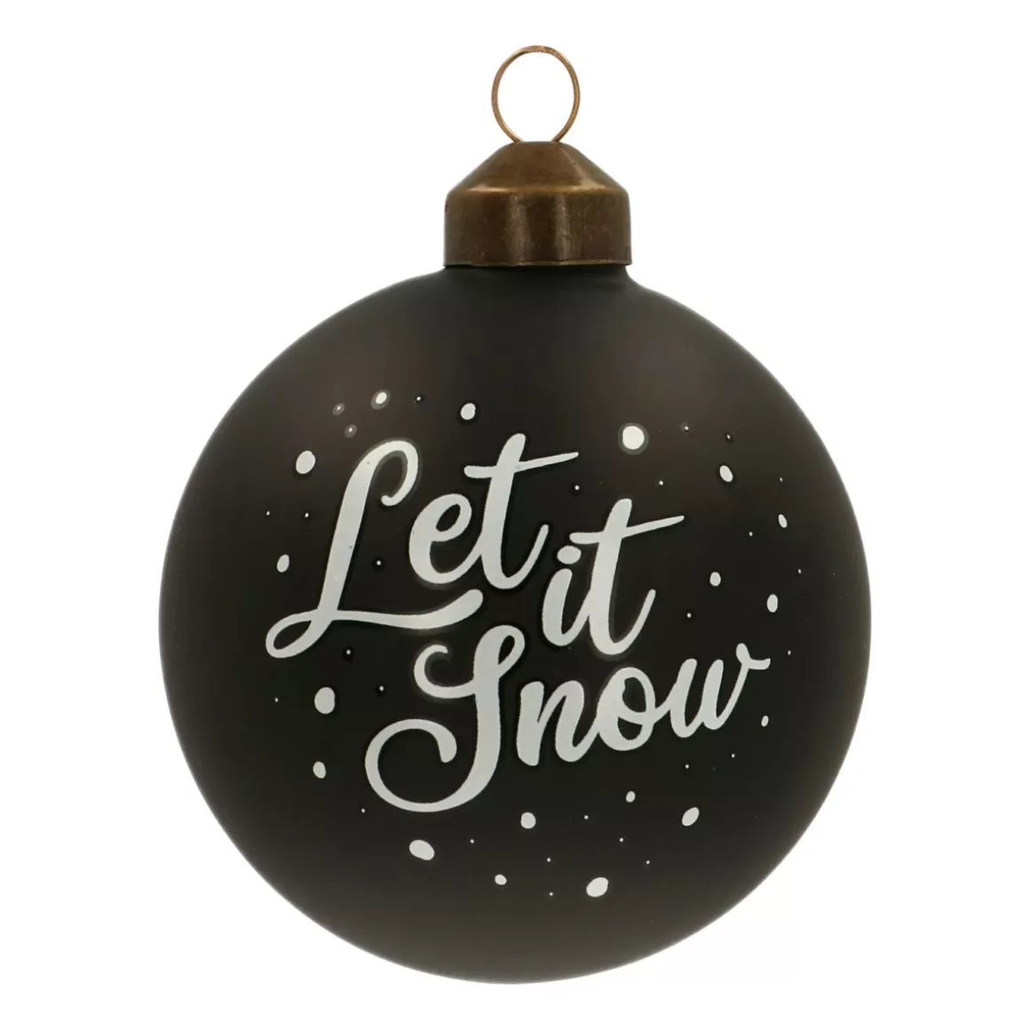 It's all about Christmas Christmas Baubles By Colour | Luxury Christmas Baubles-Unique Glass Christmas Bauble "Let It Snow" 8cm Black