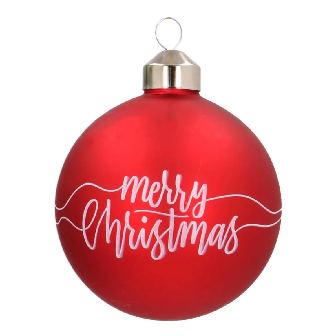 It's all about Christmas Christmas Baubles By Colour | Luxury Christmas Baubles-Unique Glass Christmas Bauble "Merry Christmas" 8cm Red