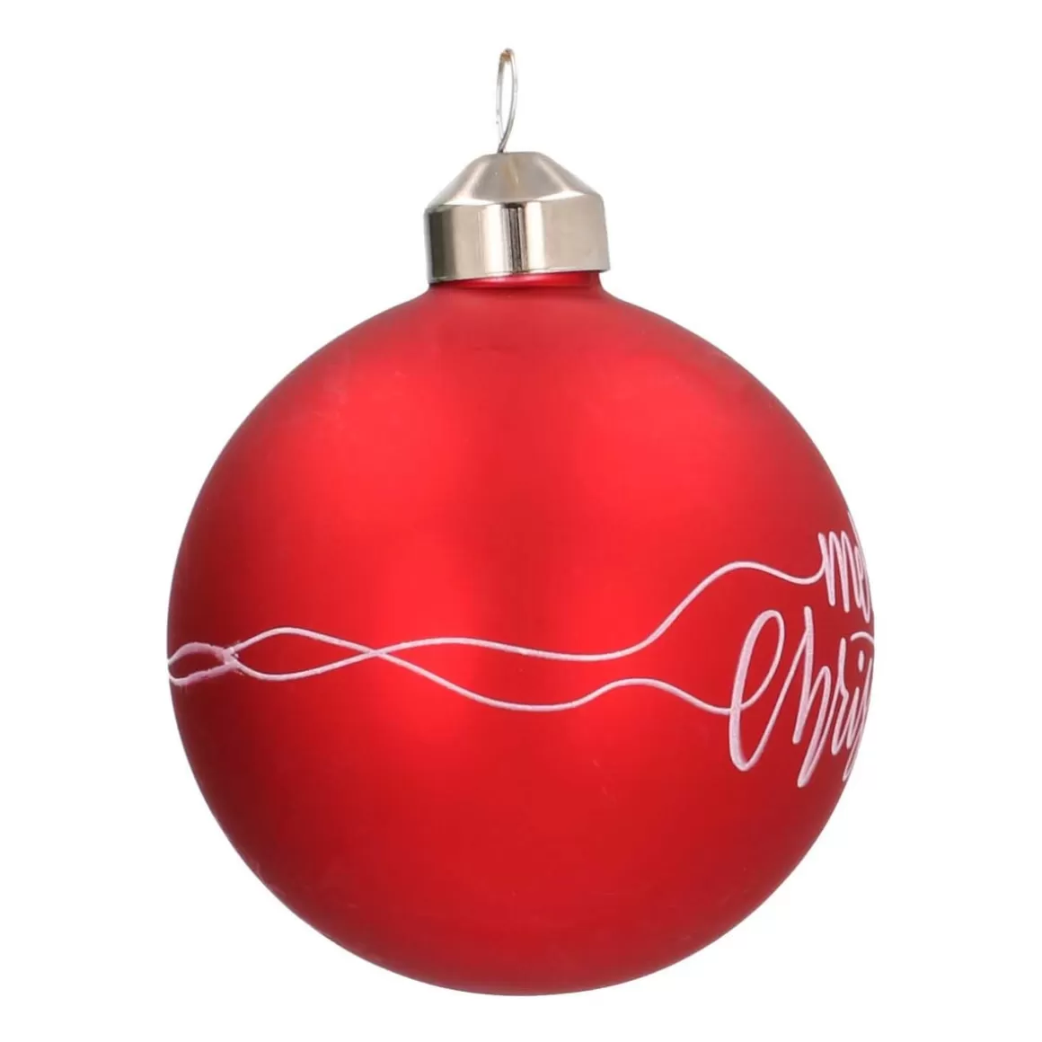 It's all about Christmas Christmas Baubles By Colour | Luxury Christmas Baubles-Unique Glass Christmas Bauble "Merry Christmas" 8cm Red