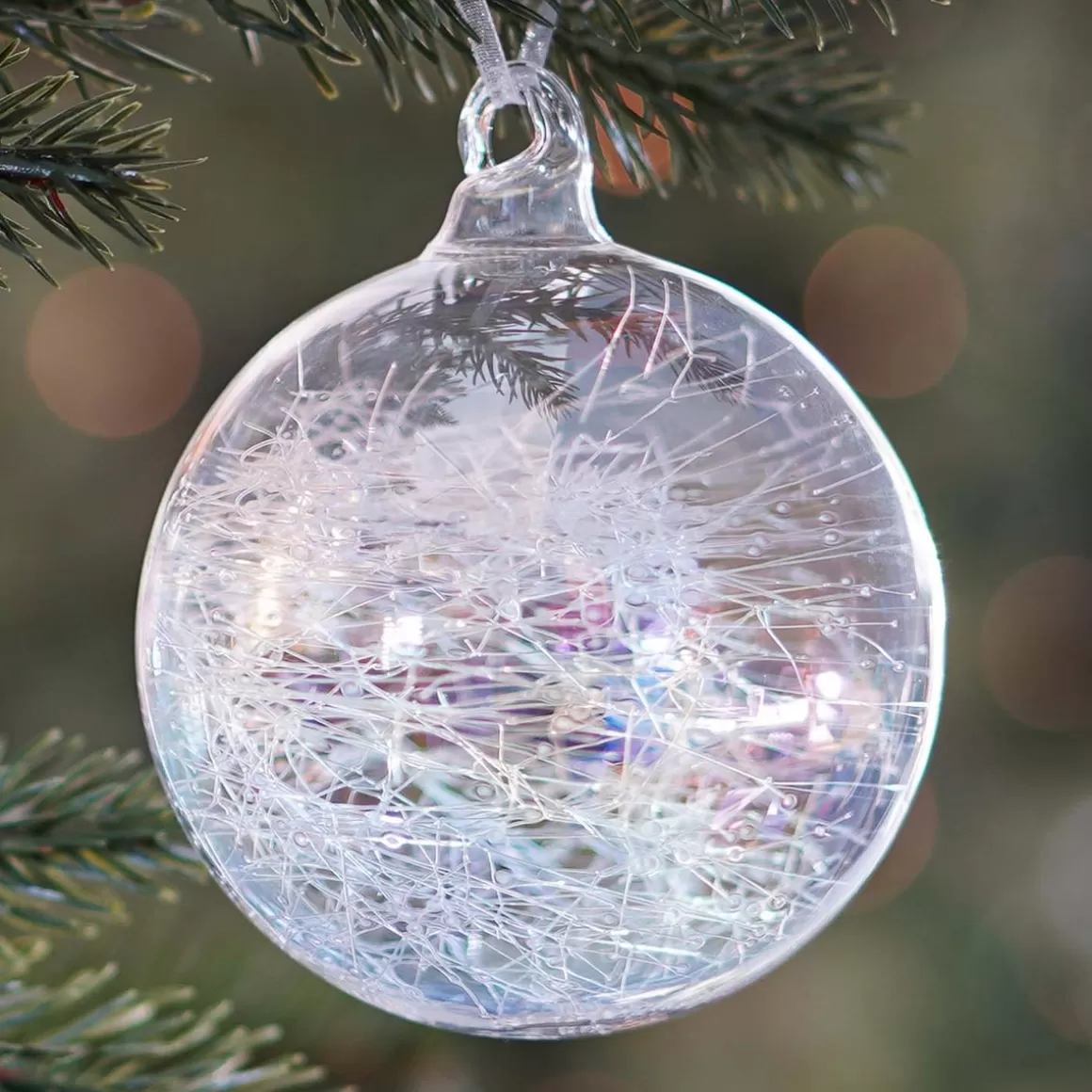 It's all about Christmas Christmas Baubles By Colour | Luxury Christmas Baubles-Unique Glass Christmas Bauble Wire Mesh 8cm Transparent