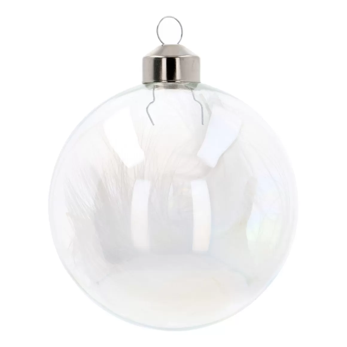 It's all about Christmas Christmas Baubles By Colour-Unique Glass Christmas Bauble With Feathers 8cm White