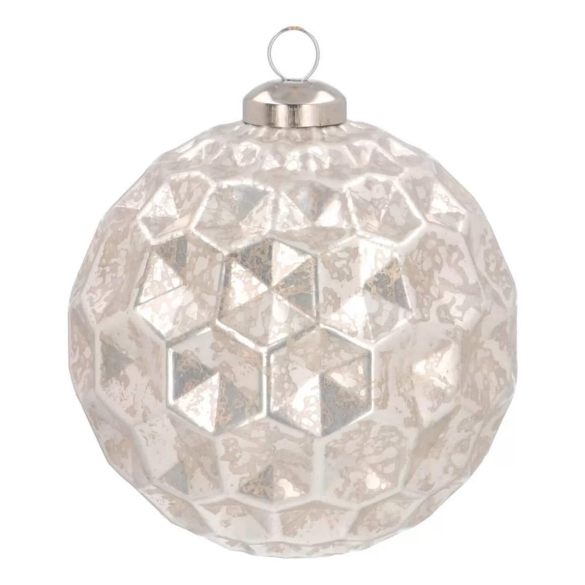 It's all about Christmas Christmastree Decorations Glass | Luxury Christmas Baubles-Unique Glass Christmas Bauble With Hexagons 10 Cm Champagne