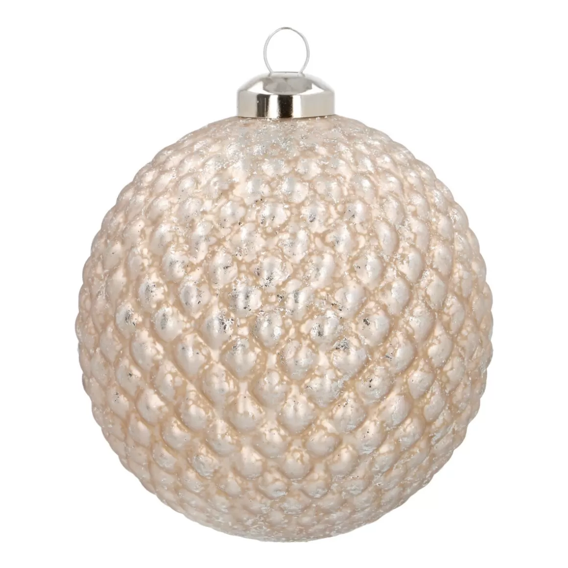 It's all about Christmas Christmastree Decorations Glass | Extraordinary Baubles-Unique Glass Christmas Bauble With Relief 10 Cm Champagne