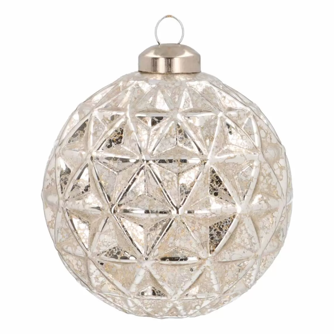 It's all about Christmas Christmastree Decorations Glass | Extraordinary Baubles-Unique Glass Christmas Bauble With Triangles 9 Cm Champagne