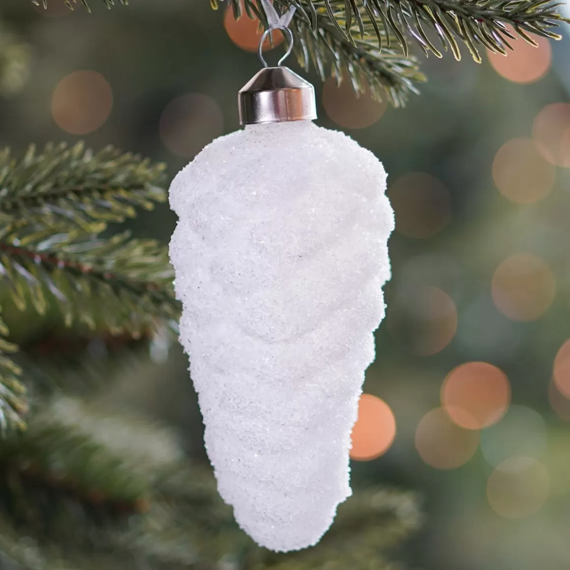 It's all about Christmas Christmastree Decorations Glass | Christmas Ornaments-Unique Glass Pine Cone 12 Cm White