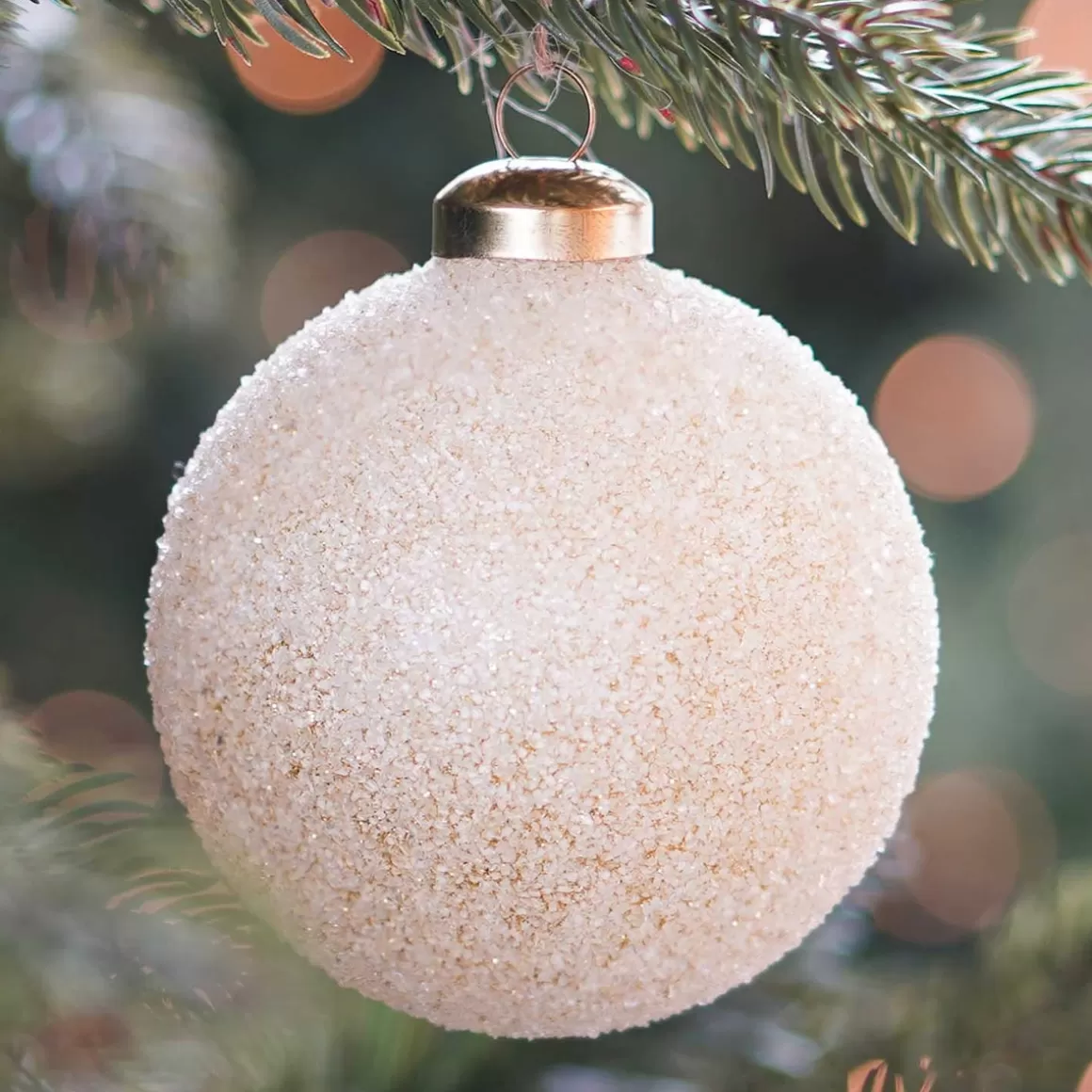 It's all about Christmas Christmas Baubles By Colour-Unqiue Glass Christmas Bauble Snowball 8cm Champagne