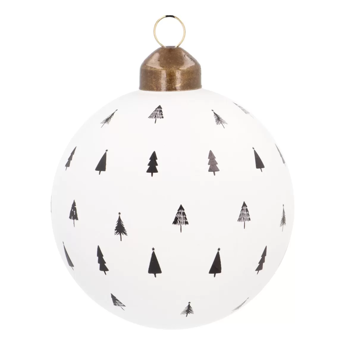 It's all about Christmas Christmas Baubles By Colour | Glass Christmas Baubles-White Christmas Bauble With Cut-Out Trees