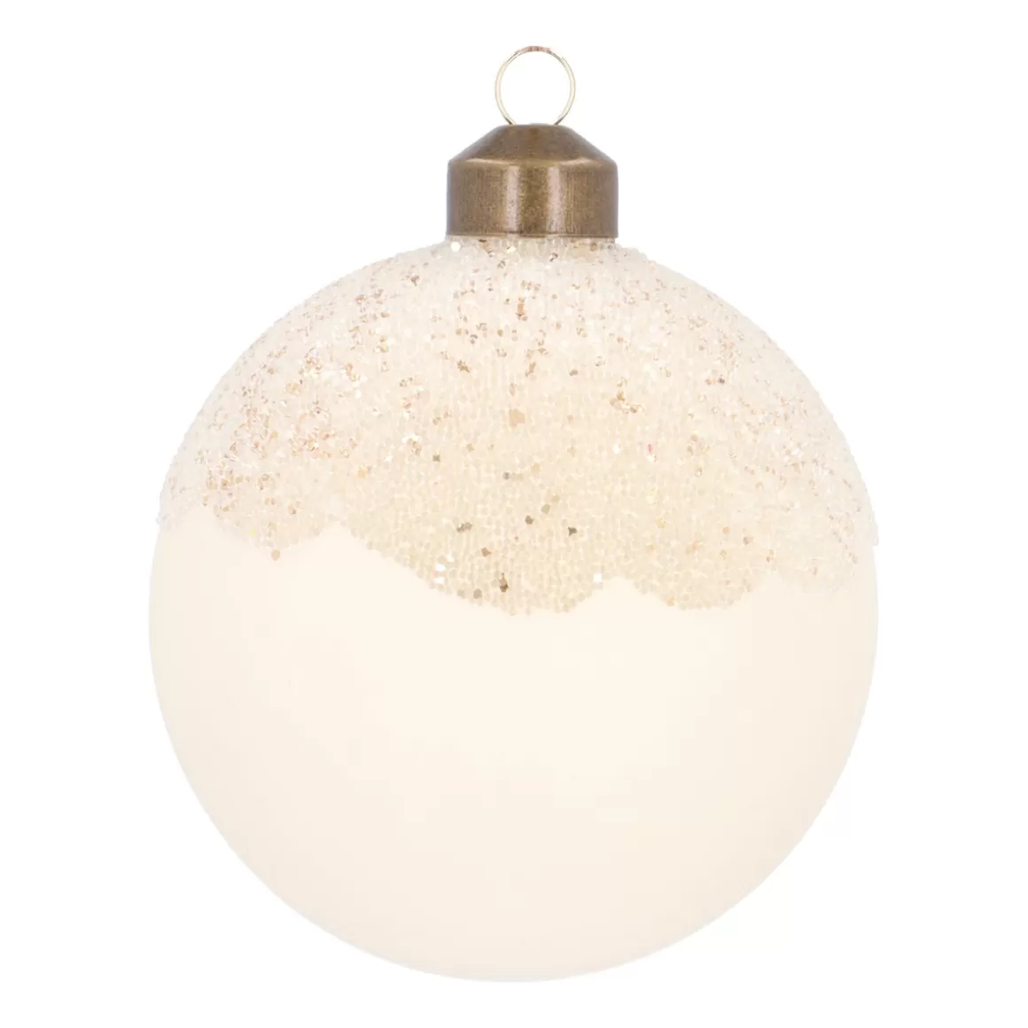 It's all about Christmas Christmastree Decorations Glass | Extraordinary Baubles-White Christmas Bauble With Dewdrops And Glitters