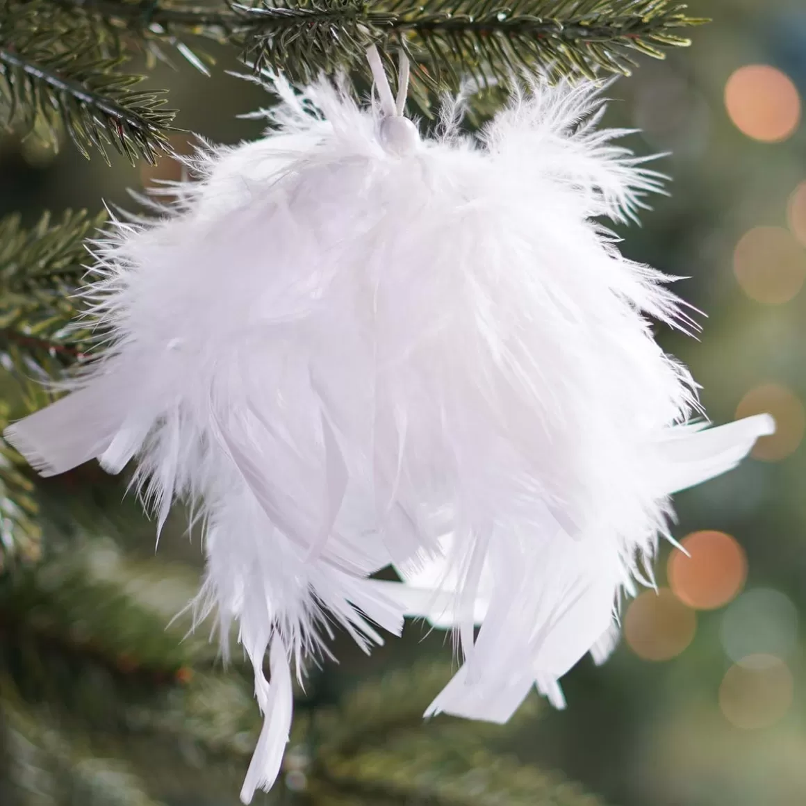 It's all about Christmas Christmas Ornaments | Christmas Baubles By Colour-White Feather Bauble | 8 Cm