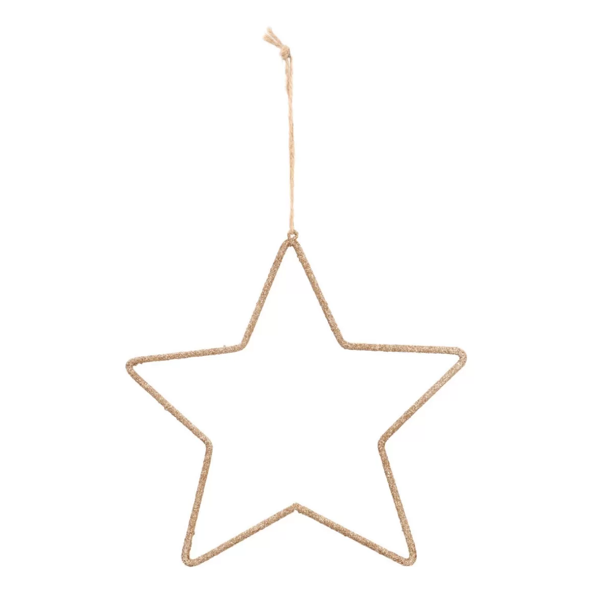 It's all about Christmas Christmas Ornaments-Wooden Glitter Star Ornament | Champagne | 24 Cm