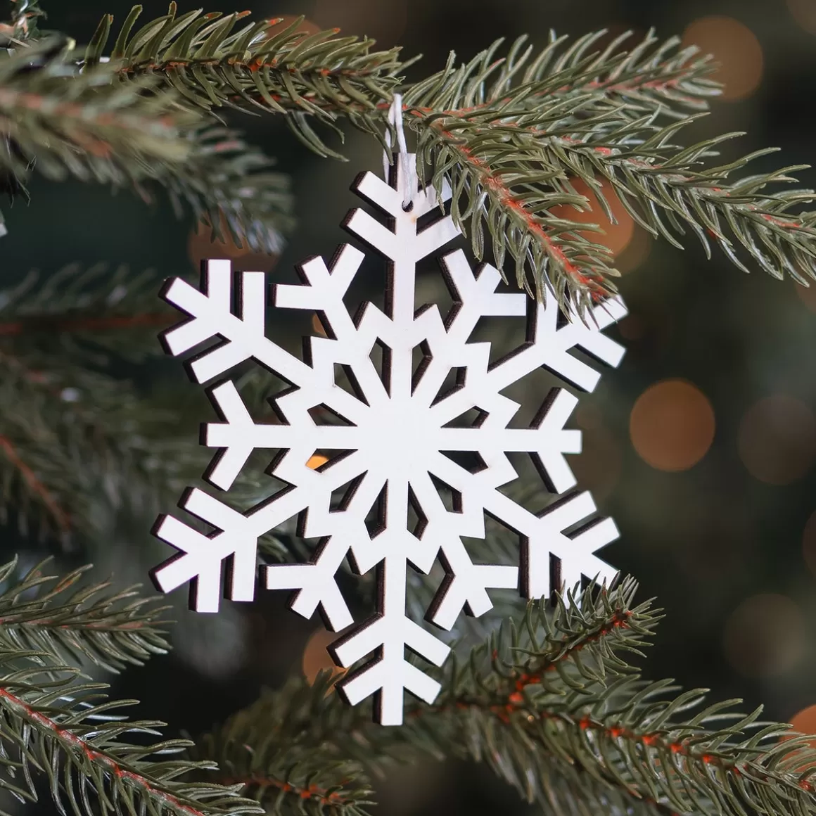 It's all about Christmas Christmas Ornaments-Wooden Snowflake Ornament | Filigree Design | White | 12 Cm