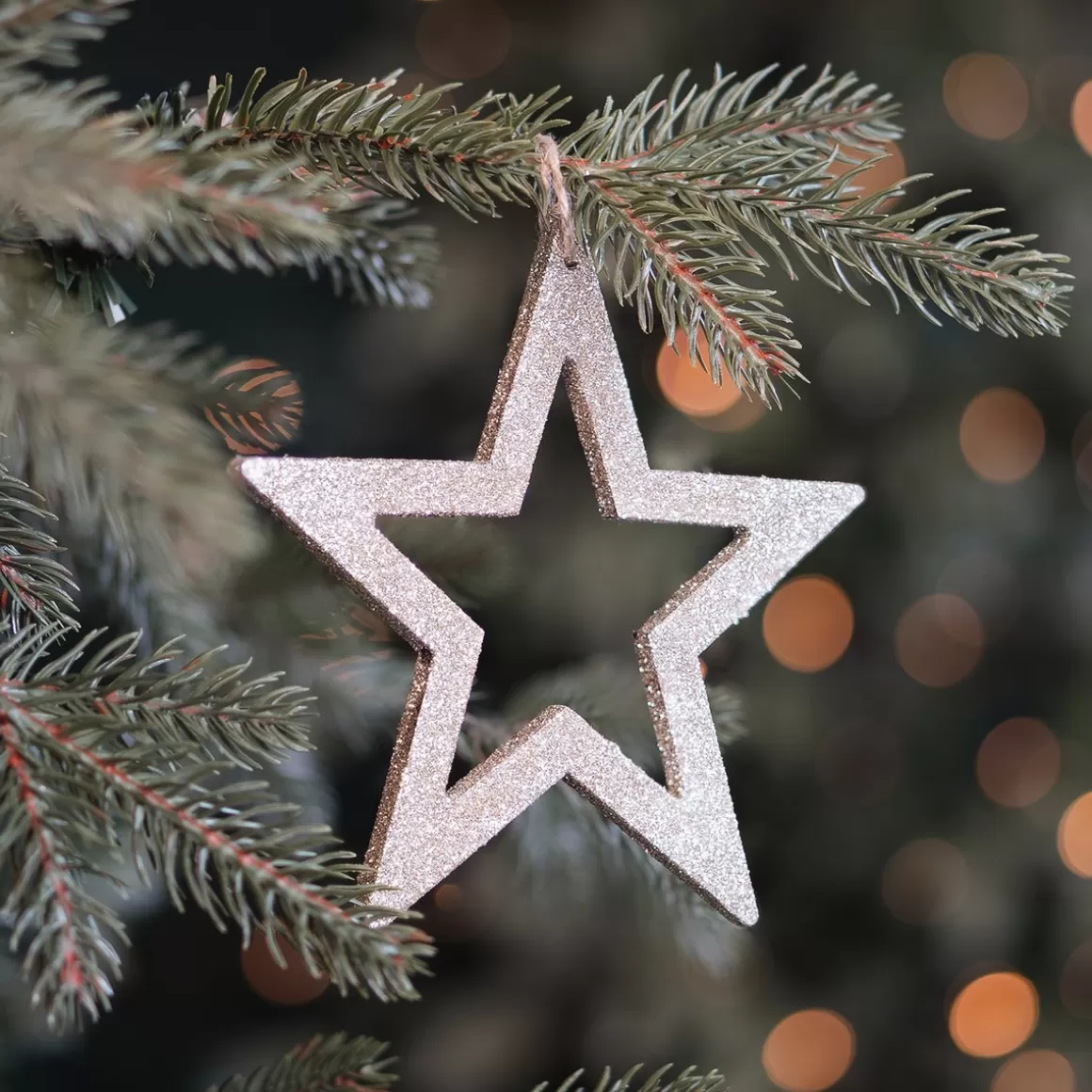 It's all about Christmas Christmas Ornaments-Wooden Star Ornament | Champagne | 15 Cm