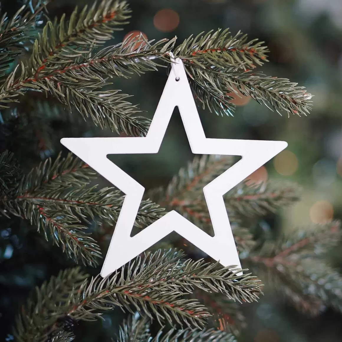 It's all about Christmas Christmas Ornaments-Wooden Star Ornament | White | 15 Cm