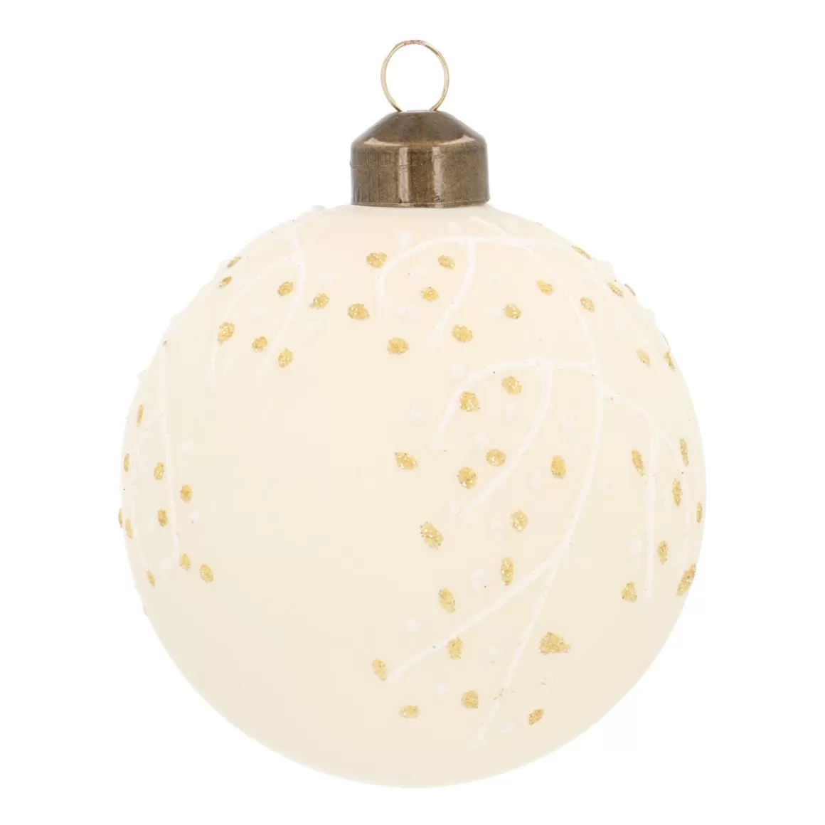 It's all about Christmas Christmastree Decorations Glass | Luxury Christmas Baubles-Wool White Christmas Bauble With Pearl Branches