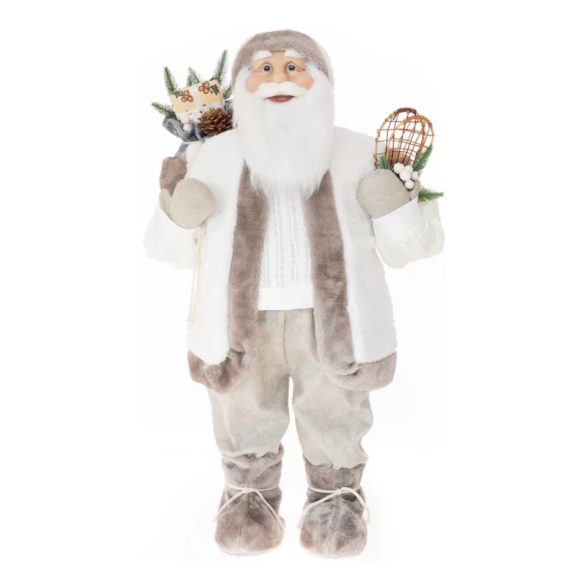 It's all about Christmas Christmas Figurines-XL Standing Santa | White-grey | 80cm/31in | Cloth