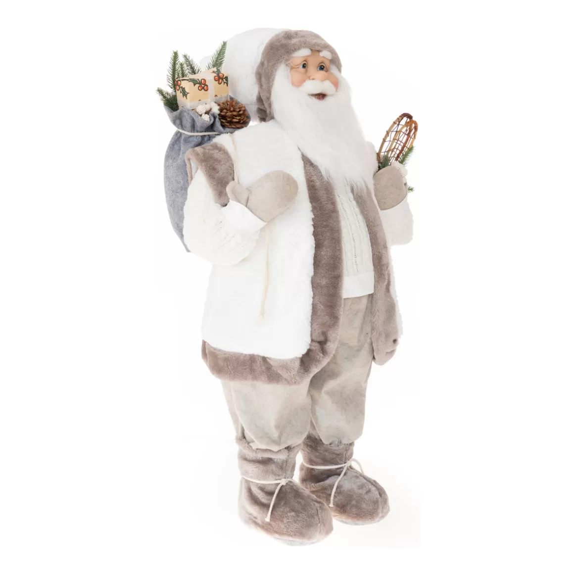 It's all about Christmas Christmas Figurines-XL Standing Santa | White-grey | 80cm/31in | Cloth